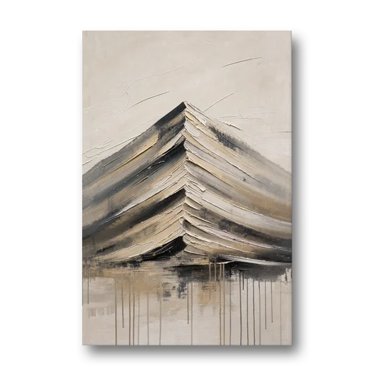 Textured Mountain Painting with Dripping Base - Canvas Wall Art - Front