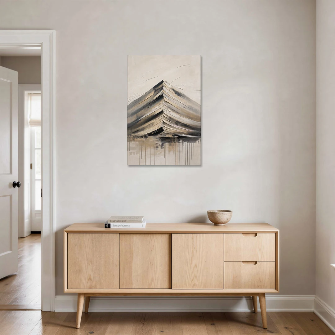 Textured Mountain Painting with Dripping Base - Canvas Wall Art - Coffee Table - 24x36