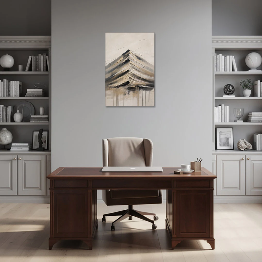 Textured Mountain Painting with Dripping Base - Canvas Wall Art - Office - 24x36