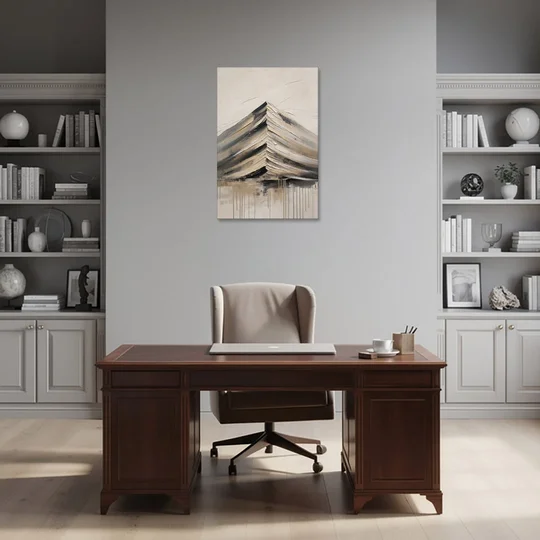 Textured Mountain Painting with Dripping Base - Canvas Wall Art - Office - 24x36