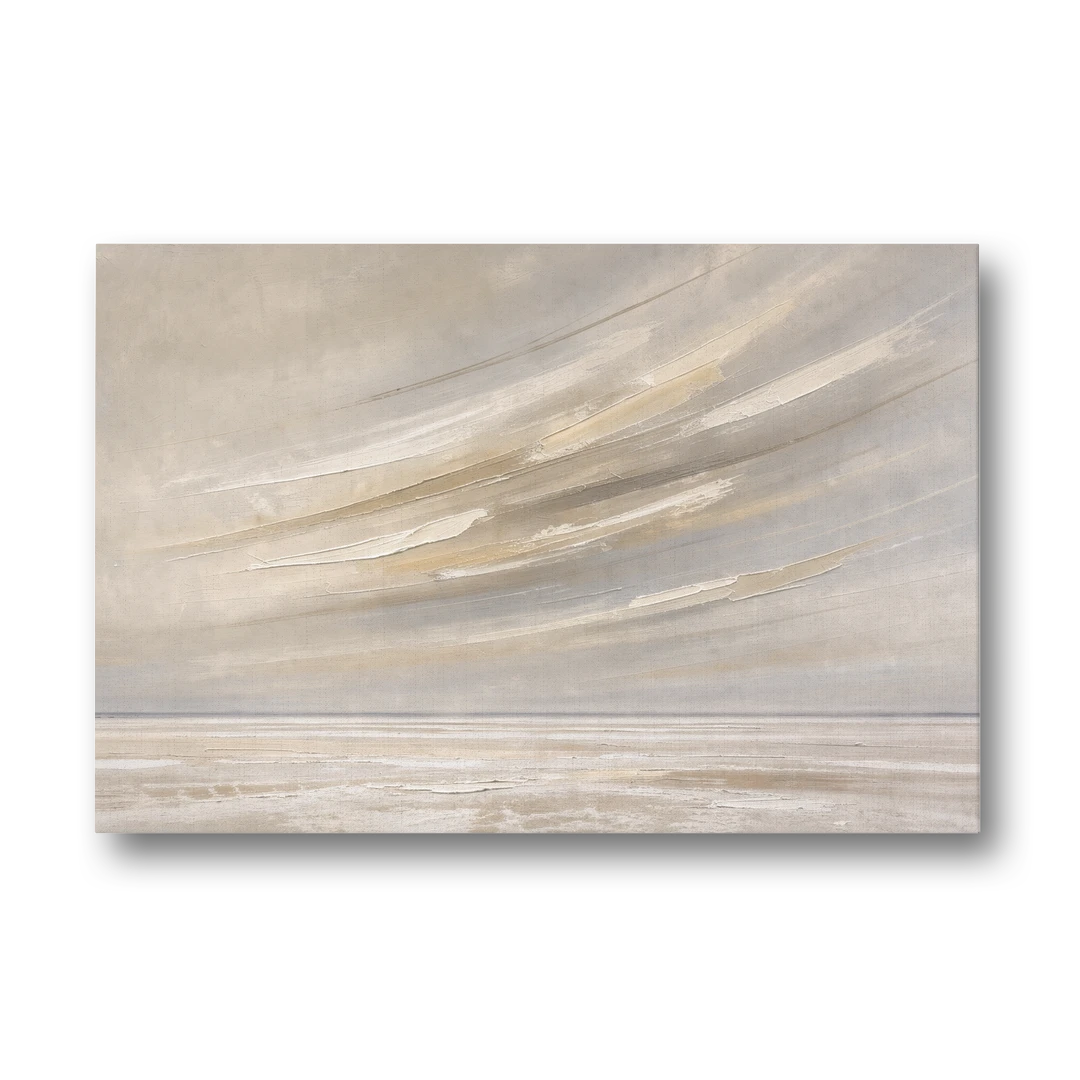 Textured Neutral Wall Art of Wind Streaks Over Flats - Canvas Wall Art - Front