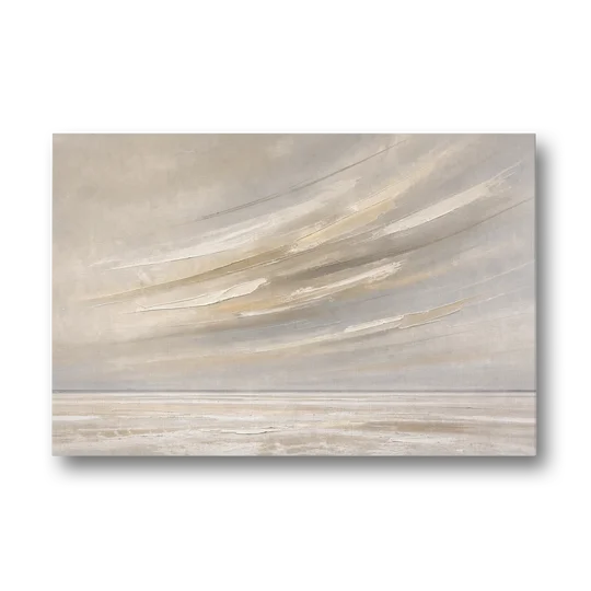 Textured Neutral Wall Art of Wind Streaks Over Flats - Canvas Wall Art - Front