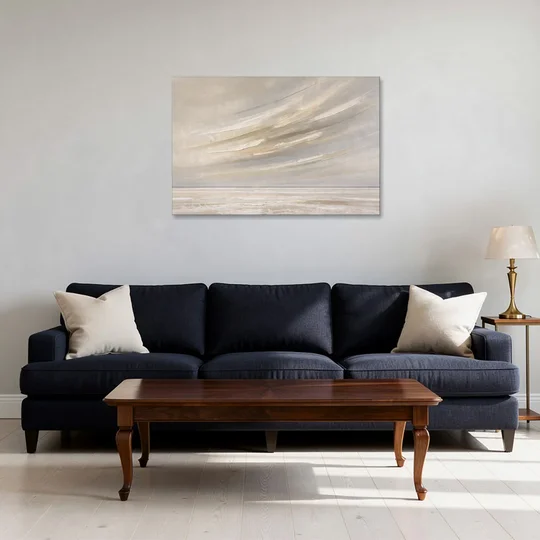 Textured Neutral Wall Art of Wind Streaks Over Flats - Canvas Wall Art - Sofa - 36x24