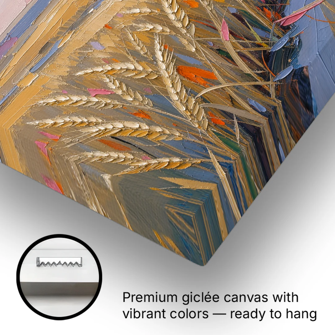 Textured Ripened Grain at Dusk - Canvas Wall Art - Gallery Wrap Corner