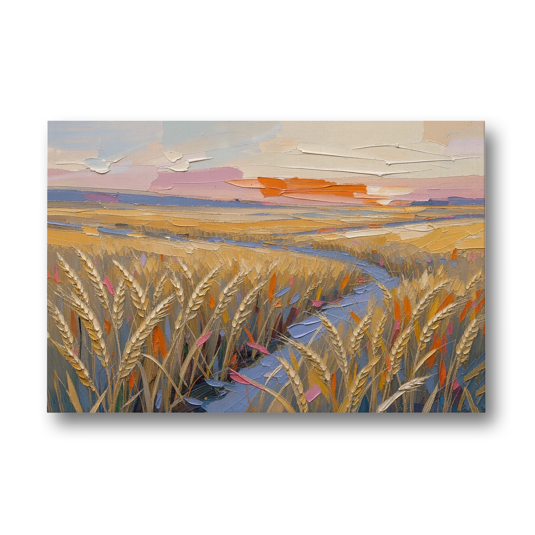 Textured Ripened Grain at Dusk - Canvas Wall Art - Front