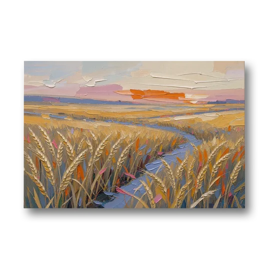 Textured Ripened Grain at Dusk - Canvas Wall Art - Front