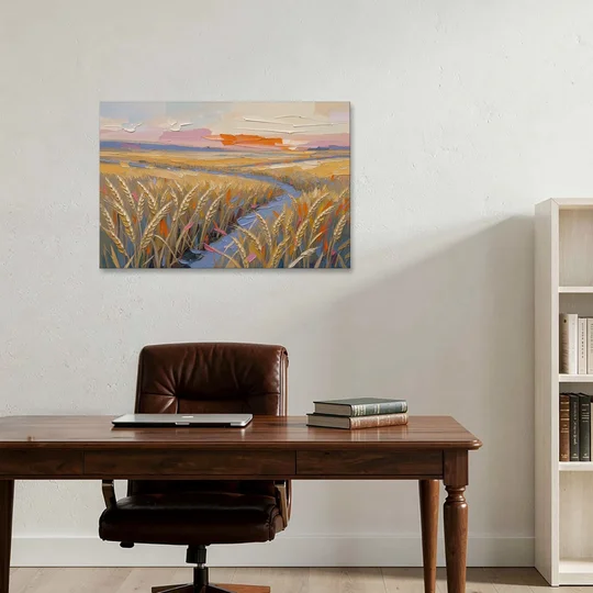 Textured Ripened Grain at Dusk - Canvas Wall Art - Office - 36x24