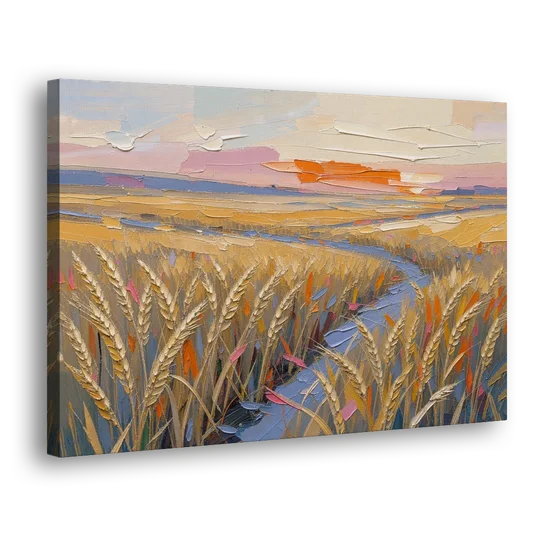 Textured Ripened Grain at Dusk - Canvas Wall Art - Side