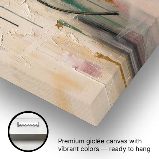 Textured Teal Ginkgo Leaf on Cream - Canvas Wall Art - Gallery Wrap Corner