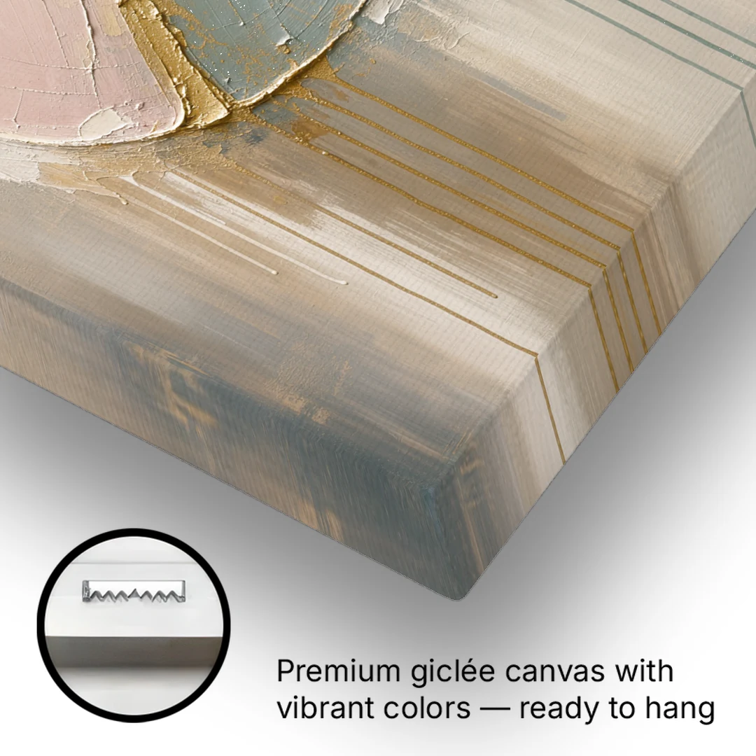 Textured Wall Art with Blush and Sea Glass Halves - Canvas Wall Art - Gallery Wrap Corner