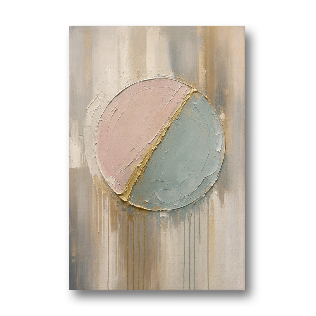 Textured Wall Art with Blush and Sea Glass Halves - Canvas Wall Art - Front