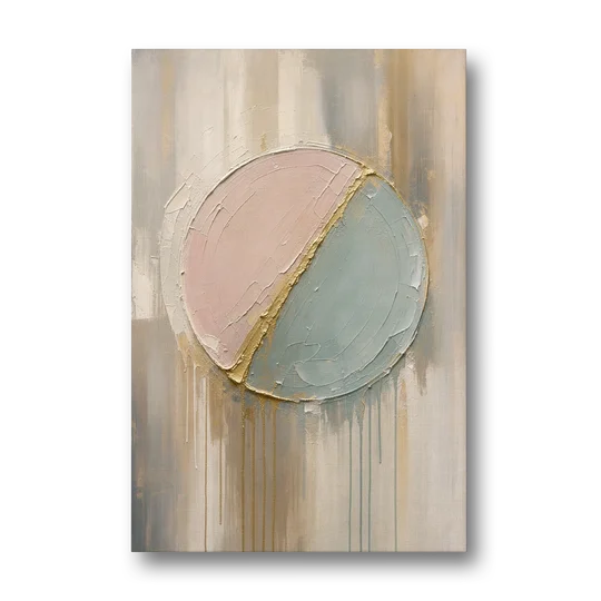 Textured Wall Art with Blush and Sea Glass Halves - Canvas Wall Art - Front