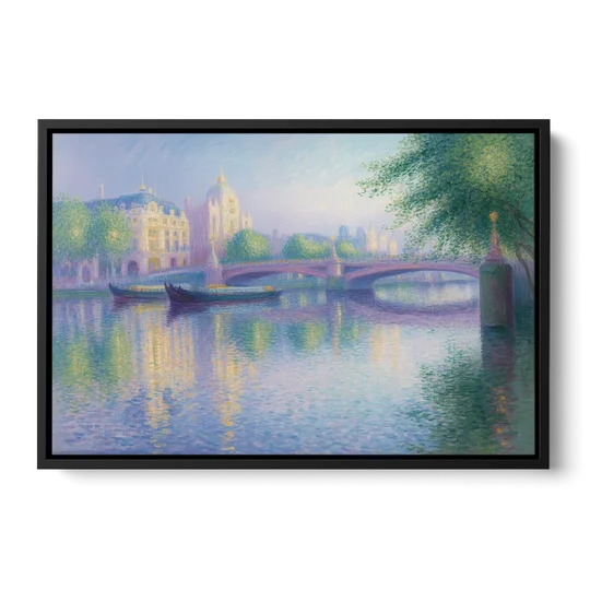 Thames Reflections - Black Framed Canvas Wall Art - Front