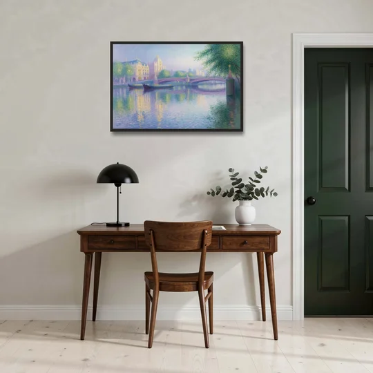 Thames Reflections - Black Framed Canvas Wall Art - Office - 36x24