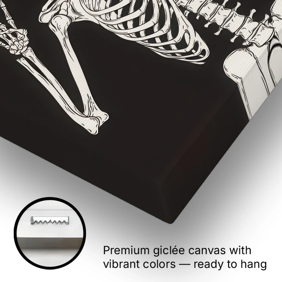 The Cool Halloween Skeleton - Canvas Wall Art - Gallery Wrap Corner