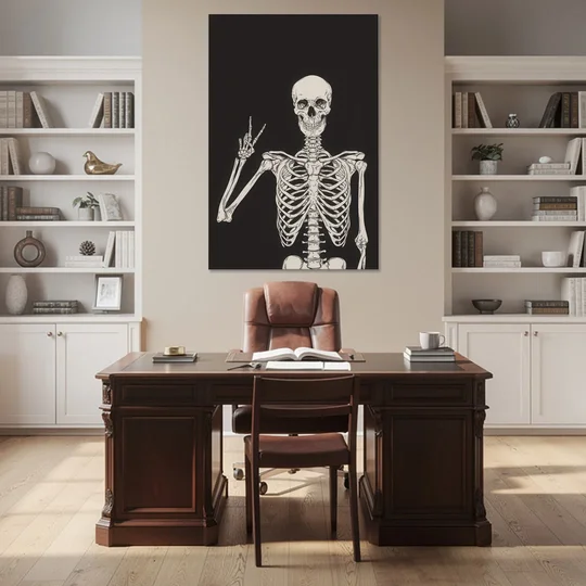 The Cool Halloween Skeleton - Canvas Wall Art - Office - 40x60