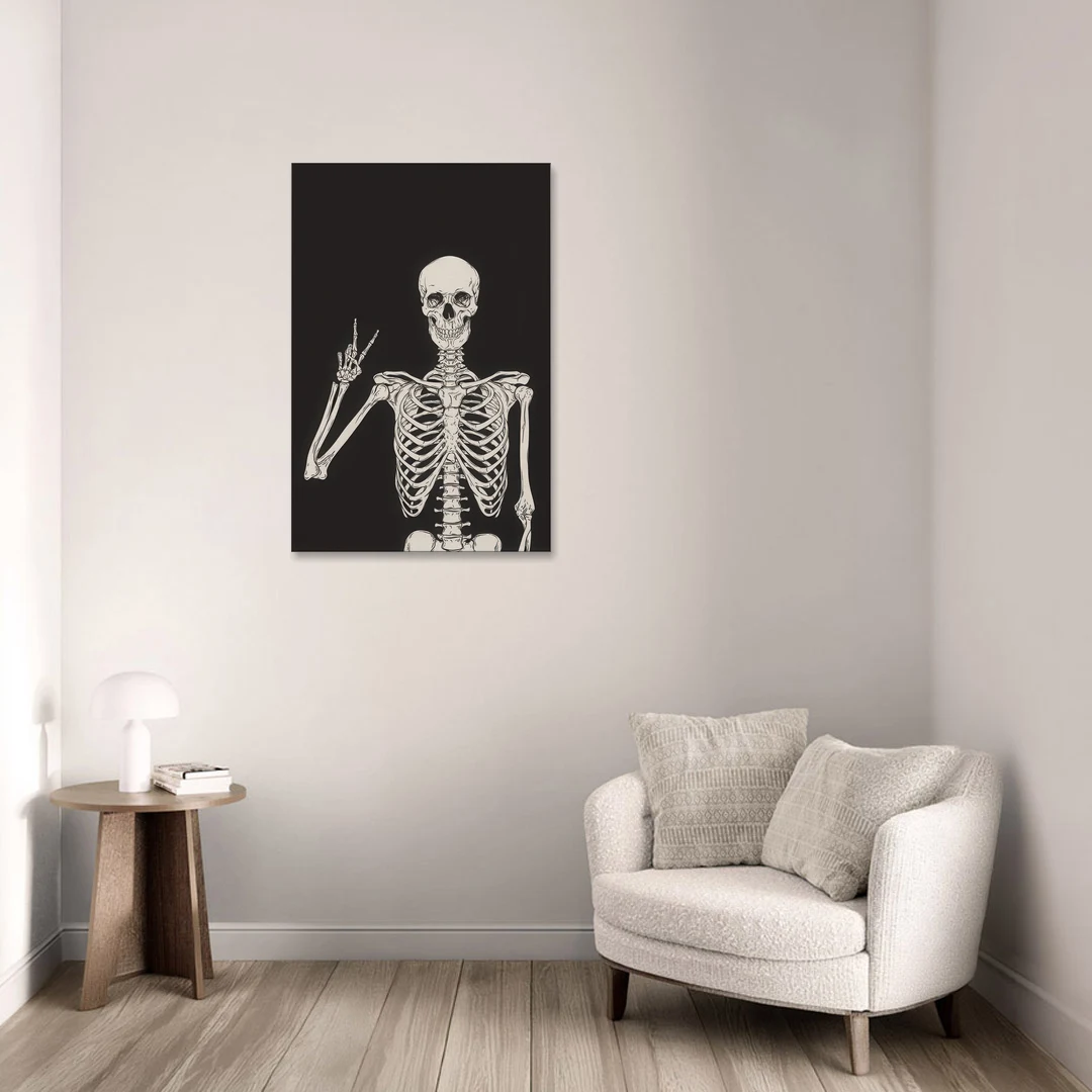 The Cool Halloween Skeleton - Canvas Wall Art - Sofa - 24x36