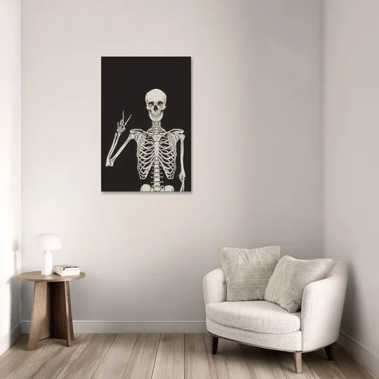 The Cool Halloween Skeleton - Canvas Wall Art - Sofa - 24x36