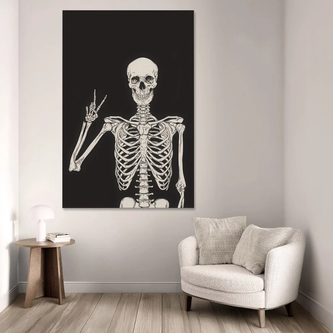 The Cool Halloween Skeleton - Canvas Wall Art - Sofa - 40x60