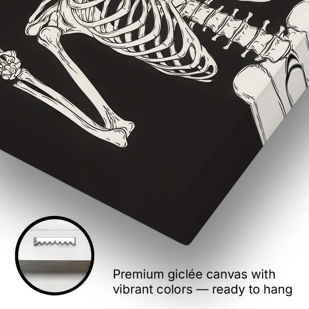The Fun Halloween Skeleton - Canvas Wall Art - Gallery Wrap Corner