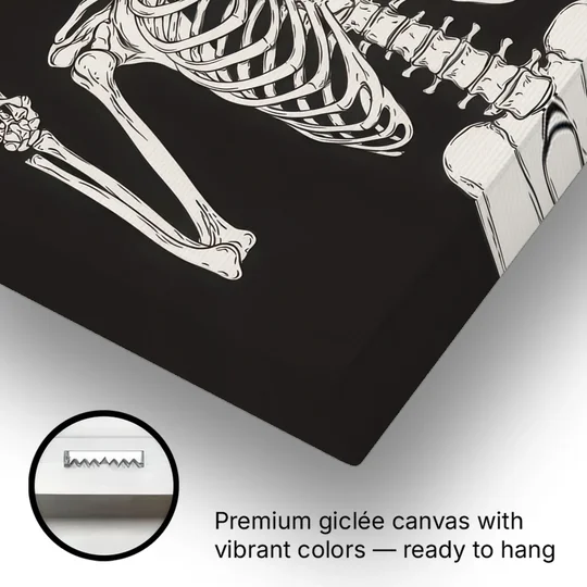 The Fun Halloween Skeleton - Canvas Wall Art - Gallery Wrap Corner