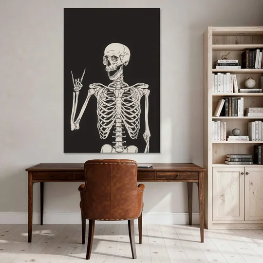 The Fun Halloween Skeleton - Canvas Wall Art - Office - 40x60