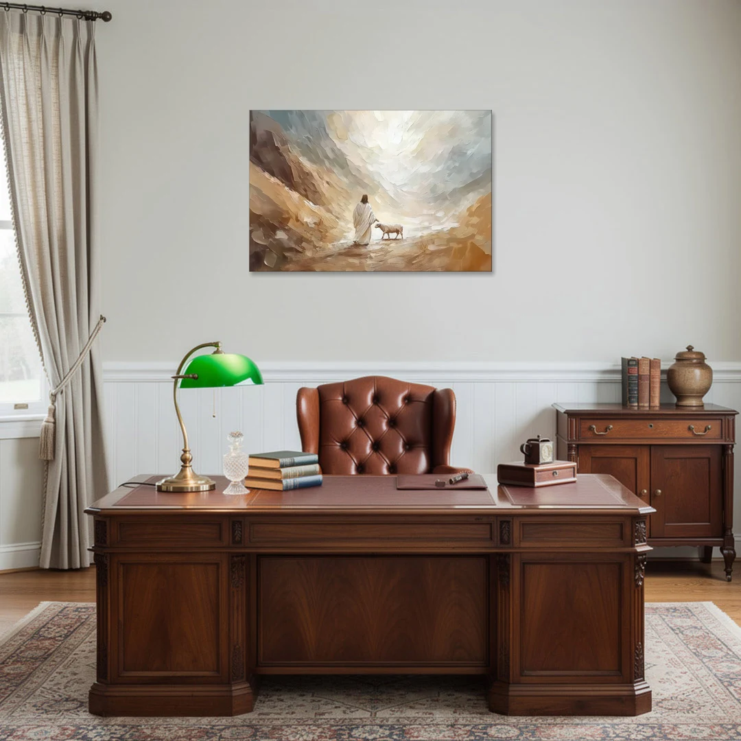 The Good Shepherd Abstract Christian - Canvas Wall Art - Office - 36x24
