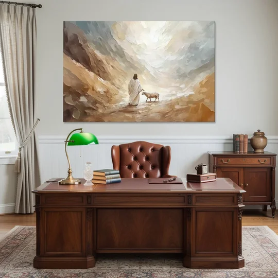 The Good Shepherd Abstract Christian - Canvas Wall Art - Office - 60x40