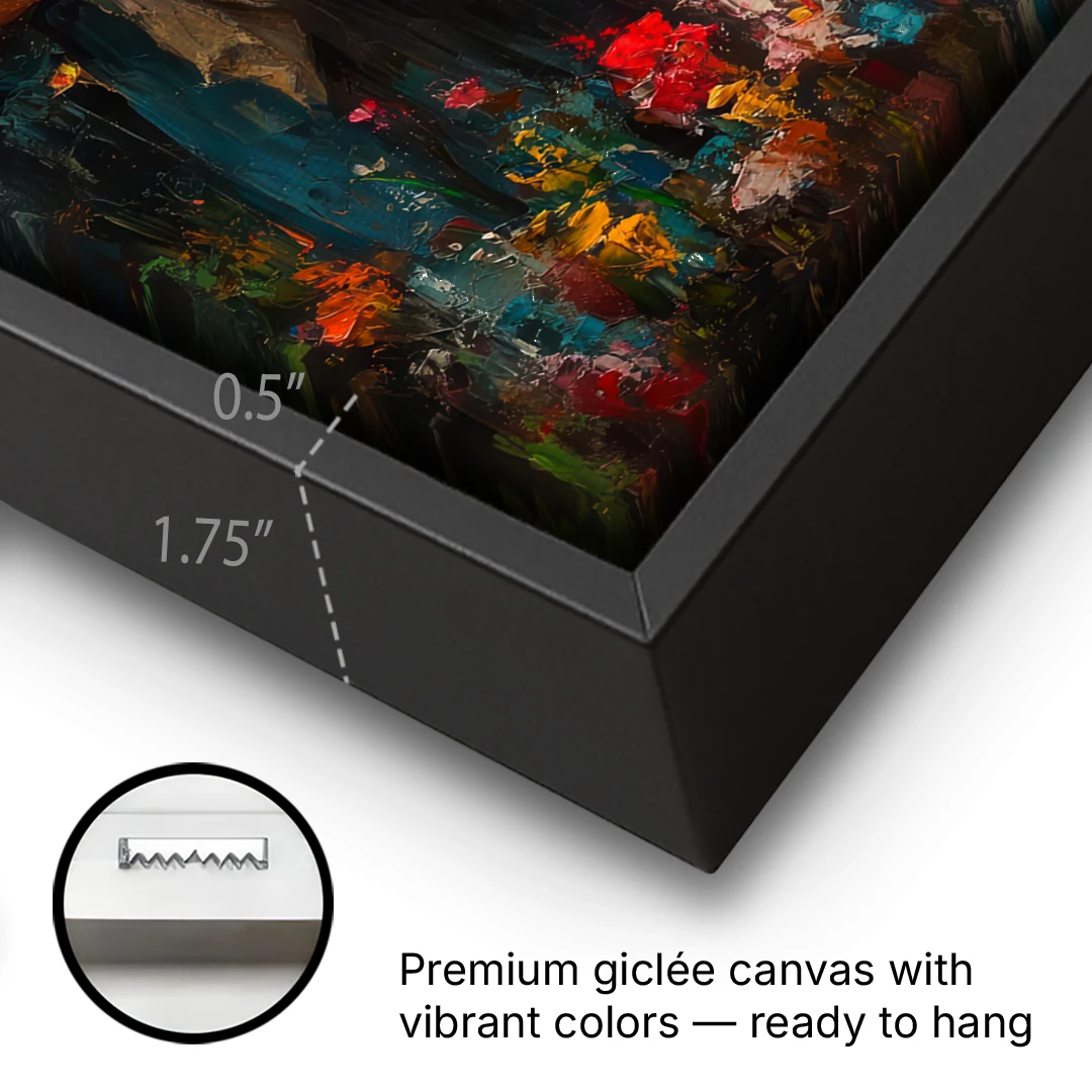 The Holy Family Christian Abstract - Black Framed Canvas Wall Art - Gallery Wrap Corner