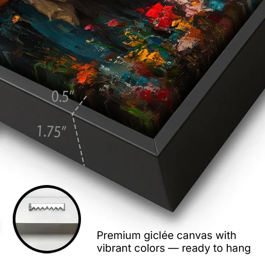 The Holy Family Christian Abstract - Black Framed Canvas Wall Art - Gallery Wrap Corner