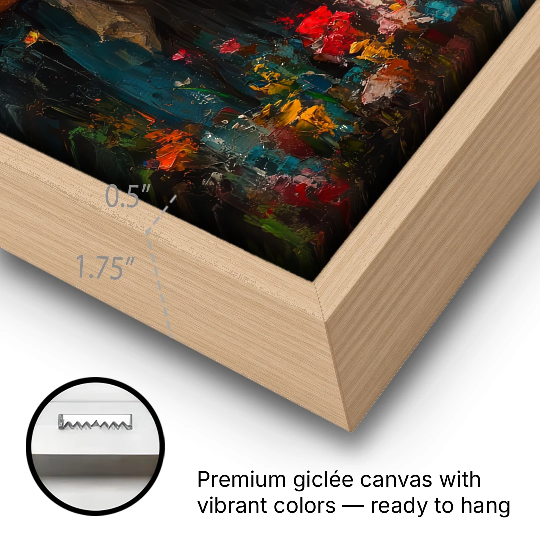 The Holy Family Christian Abstract - Oak Framed Canvas Wall Art - Gallery Wrap Corner