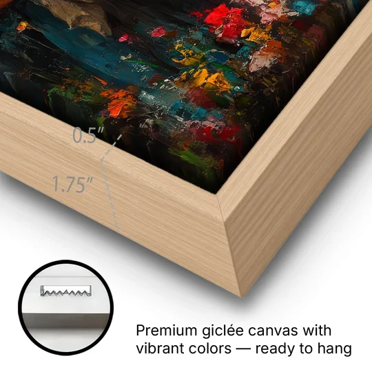 The Holy Family Christian Abstract - Oak Framed Canvas Wall Art - Gallery Wrap Corner