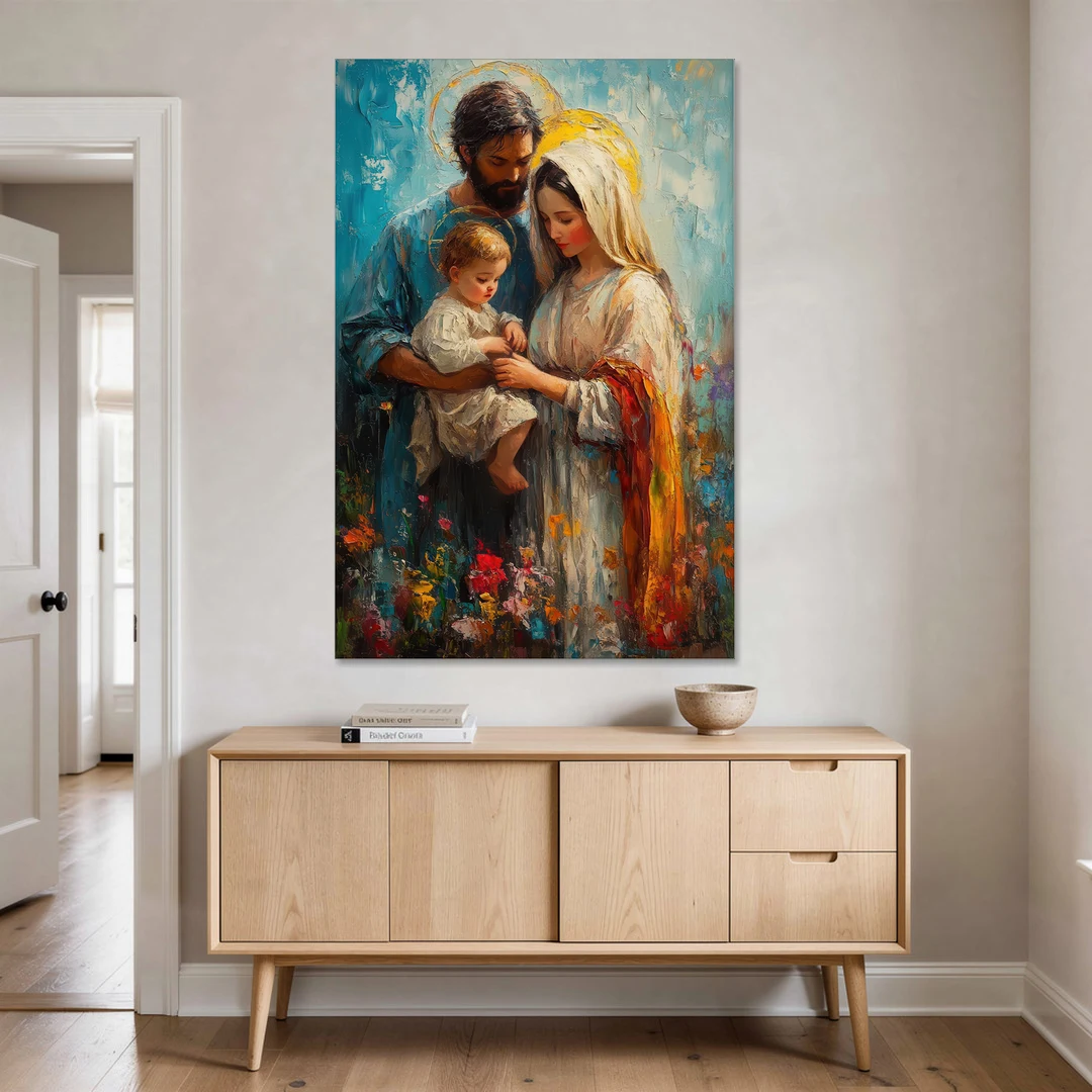 The Holy Family Christian Abstract - Canvas Wall Art - Coffee Table - 40x60