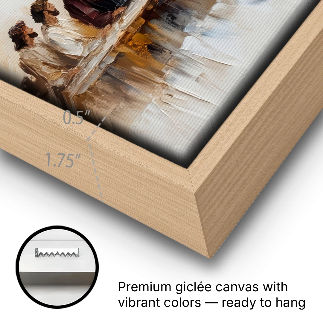 The Last Supper Modern Christian - Oak Framed Canvas Wall Art - Gallery Wrap Corner