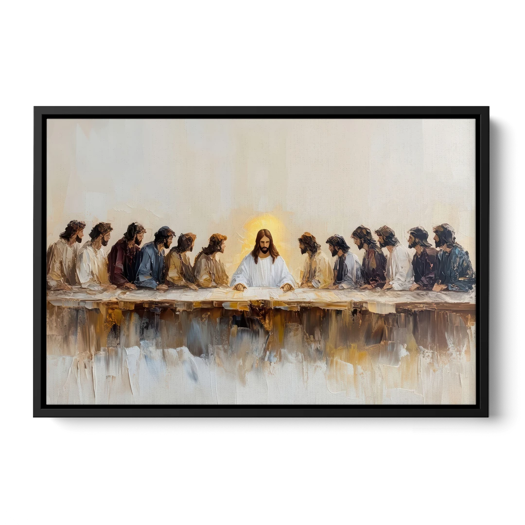 The Last Supper Modern Christian - Black Framed Canvas Wall Art - Front