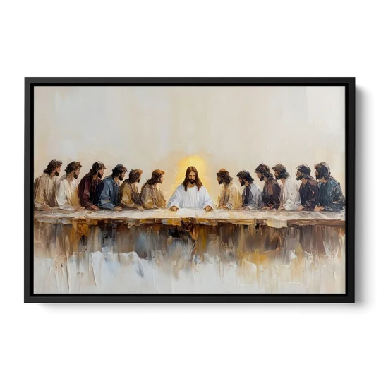 The Last Supper Modern Christian - Black Framed Canvas Wall Art - Front