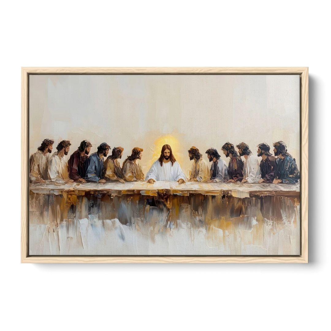 The Last Supper Modern Christian - Oak Framed Canvas Wall Art - Front