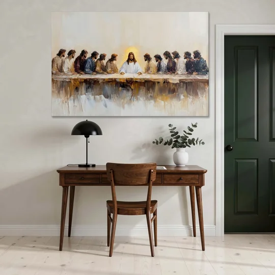 The Last Supper Modern Christian - Canvas Wall Art - Office - 60x40