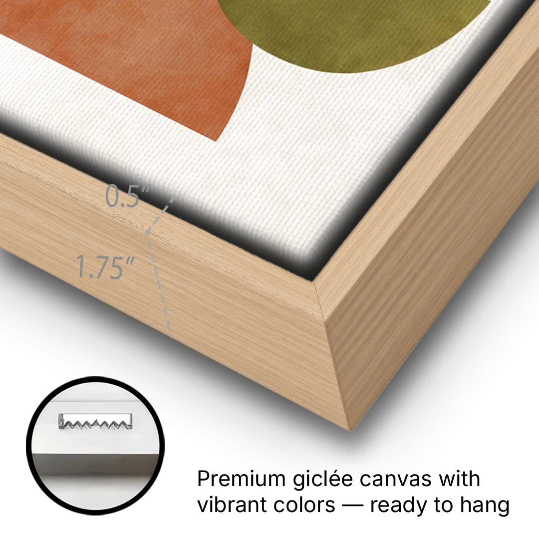 The Modern Composition - Oak Framed Canvas Wall Art - Gallery Wrap Corner