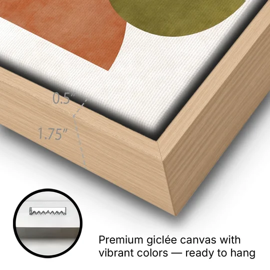The Modern Composition - Oak Framed Canvas Wall Art - Gallery Wrap Corner