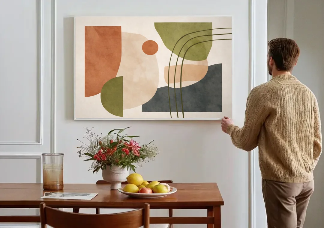 The Modern Composition canvas wall art above a dining table