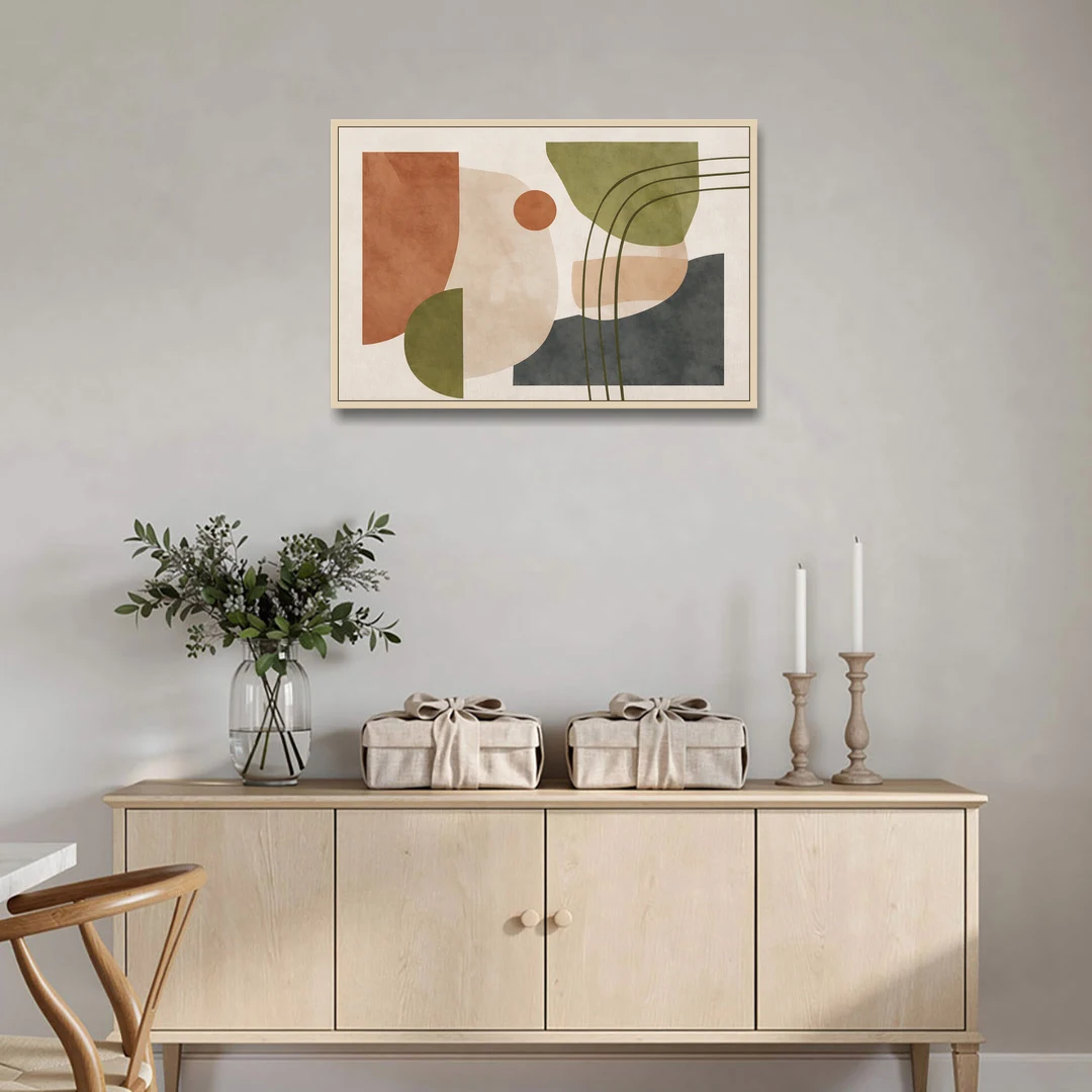 The Modern Composition - Oak Framed Canvas Wall Art - Coffee Table - 36x24