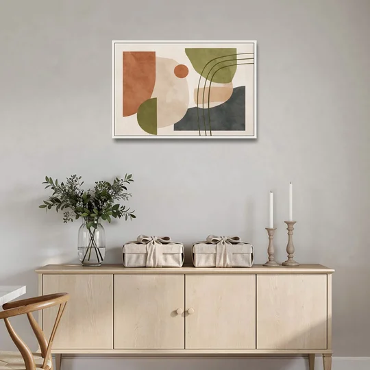 The Modern Composition - White Framed Canvas Wall Art - Coffee Table - 36x24