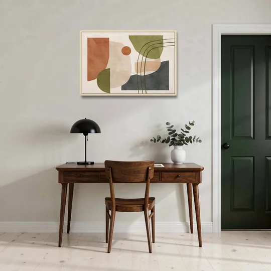 The Modern Composition - Oak Framed Canvas Wall Art - Office - 36x24