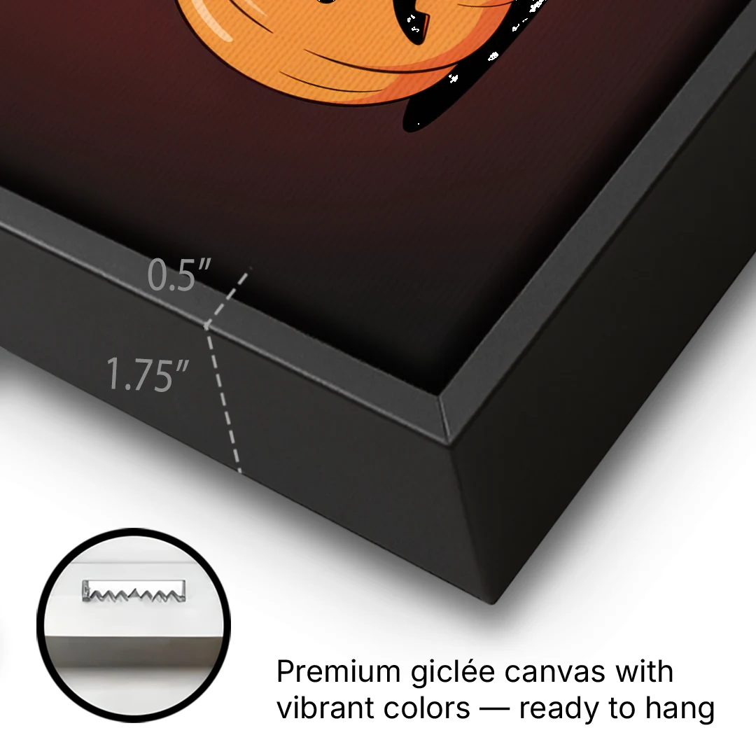 The Three Pumpkins - Black Framed Canvas Wall Art - Gallery Wrap Corner