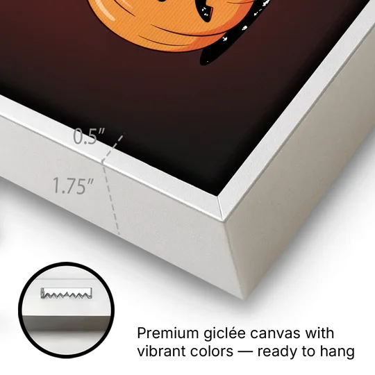 The Three Pumpkins - White Framed Canvas Wall Art - Gallery Wrap Corner