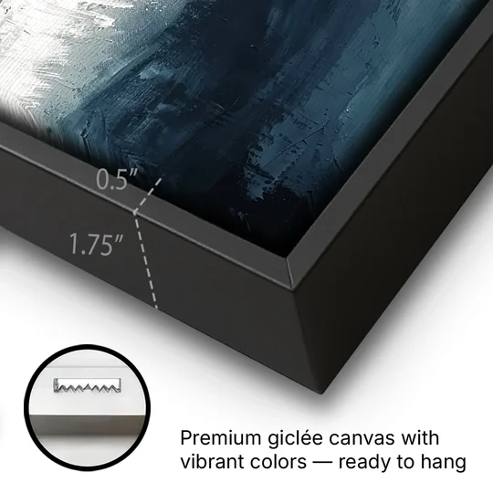 The Wave Breathes - Black Framed Canvas Wall Art - Gallery Wrap Corner