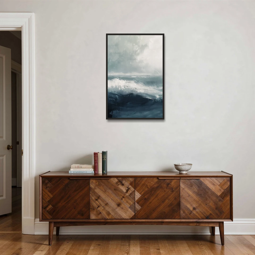 The Wave Breathes - Black Framed Canvas Wall Art - Coffee Table - 24x36
