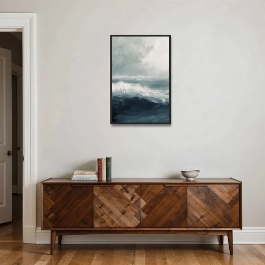 The Wave Breathes - Black Framed Canvas Wall Art - Coffee Table - 24x36