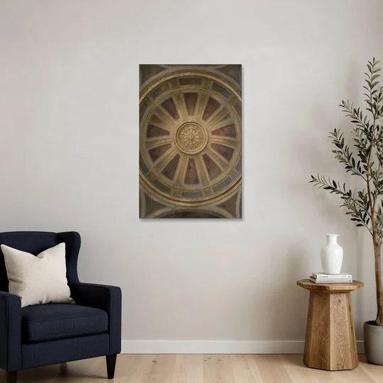 Theater Room Wall Decor with Gilded Dome Rosette - Canvas Wall Art - Sofa - 24x36